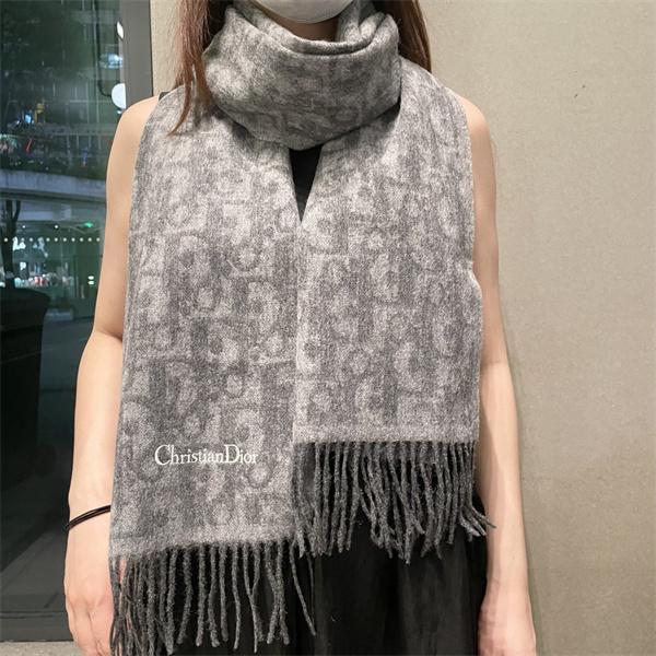 上品モノトーン ストール グレーカラー 冬コーデ向け DIOR ディオール コピー