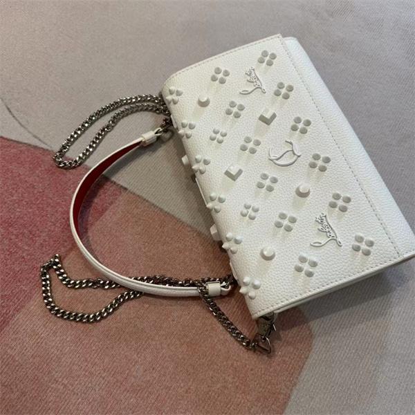 クリスチャンルブタン Christian Louboutin 激安 ホワイト スタッズ チェーンバッグ ミニショルダー クラッチ 2WAY レザー