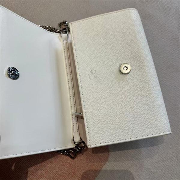 クリスチャンルブタン Christian Louboutin 激安 ホワイト スタッズ チェーンバッグ ミニショルダー クラッチ 2WAY レザー