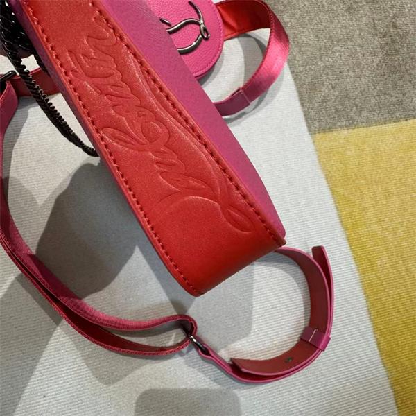 クリスチャンルブタン Christian Louboutin 激安 ピンク レザー スリム ショルダーバッグ チェーン付き ミニポーチ