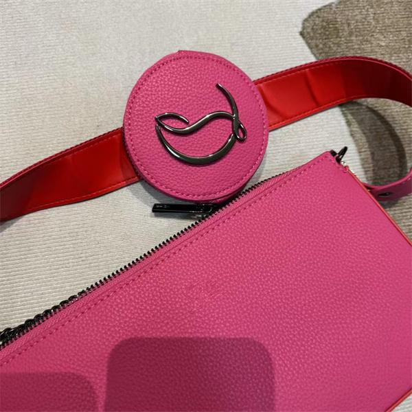 クリスチャンルブタン Christian Louboutin 激安 ピンク レザー スリム ショルダーバッグ チェーン付き ミニポーチ