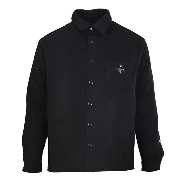 シャツジャケット ブラック 定番 上质 实用性抜群 PRADA プラダ スーパーコピー