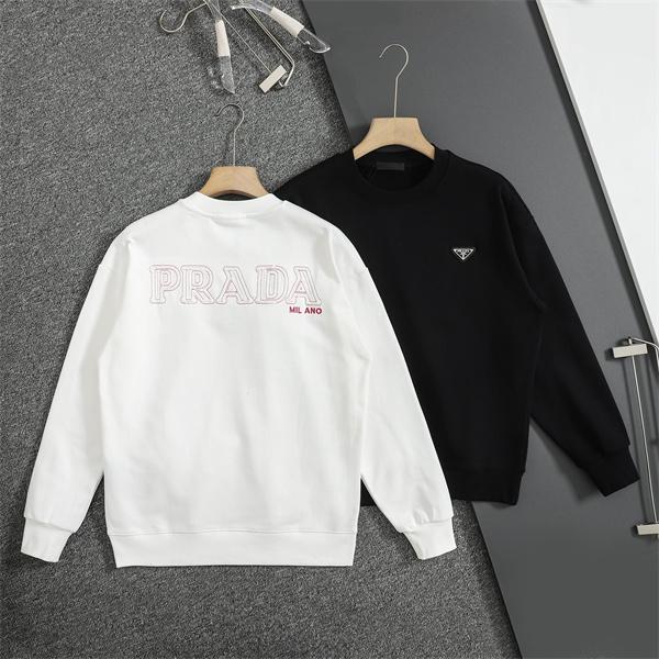 新作 PRADA プラダ 偽物 パーカー ブラック／ホワイト 話題 トレンド