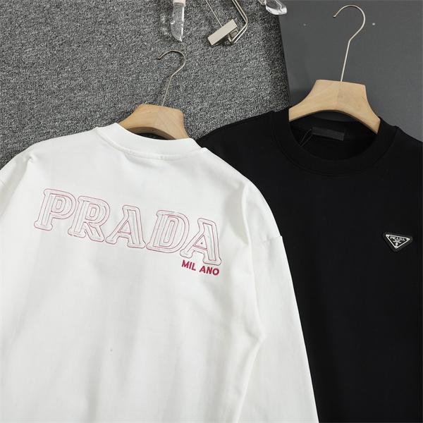 新作 PRADA プラダ 偽物 パーカー ブラック／ホワイト 話題 トレンド