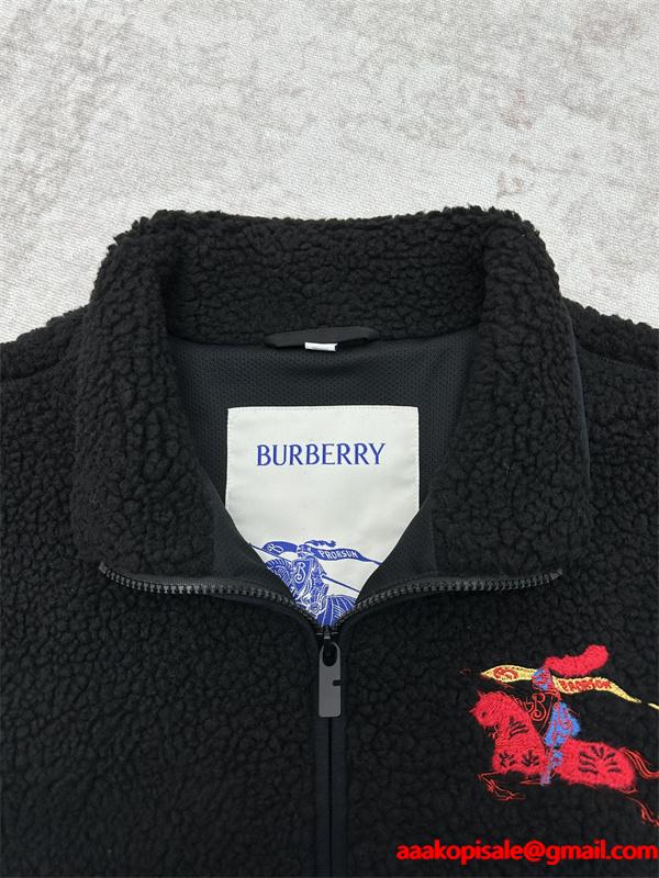 秋冬保暖 ブラック もこもこ ボアジャケット 高級感 BURBERRY バーバリー 偽物