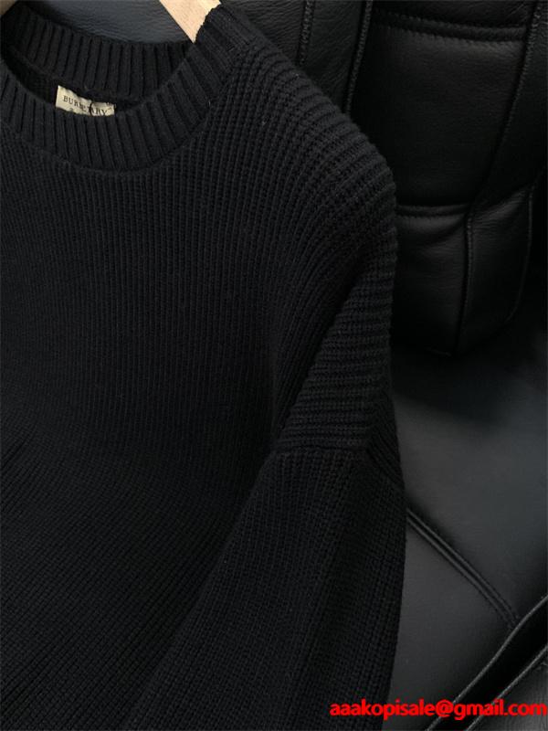 定番人気 秋冬クラシック ブラック クルーネック BURBERRY バーバリー コピー ニット セーター 