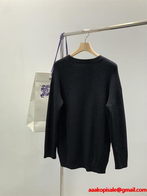 定番人気 秋冬クラシック ブラック クルーネック BURBERRY バーバリー コピー ニット セーター 