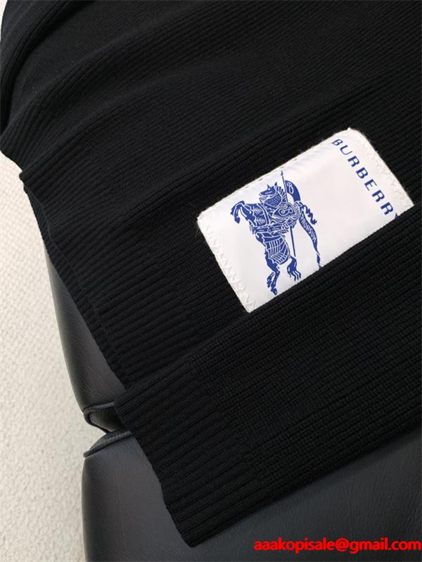 定番人気 秋冬クラシック ブラック クルーネック BURBERRY バーバリー コピー ニット セーター 