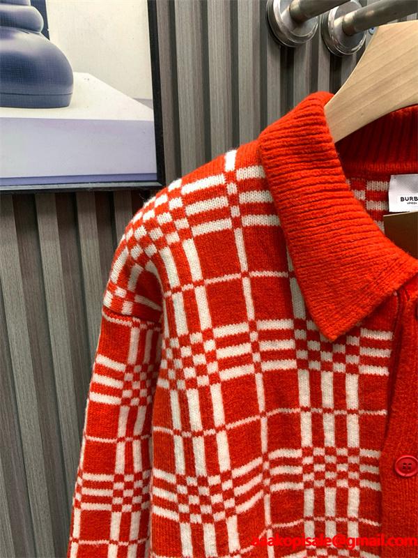 存在感抜群 秋冬華やか レッド チェック BURBERRY バーバリー コピー ニット カーディガン