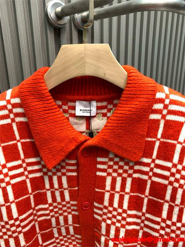 存在感抜群 秋冬華やか レッド チェック BURBERRY バーバリー コピー ニット カーディガン