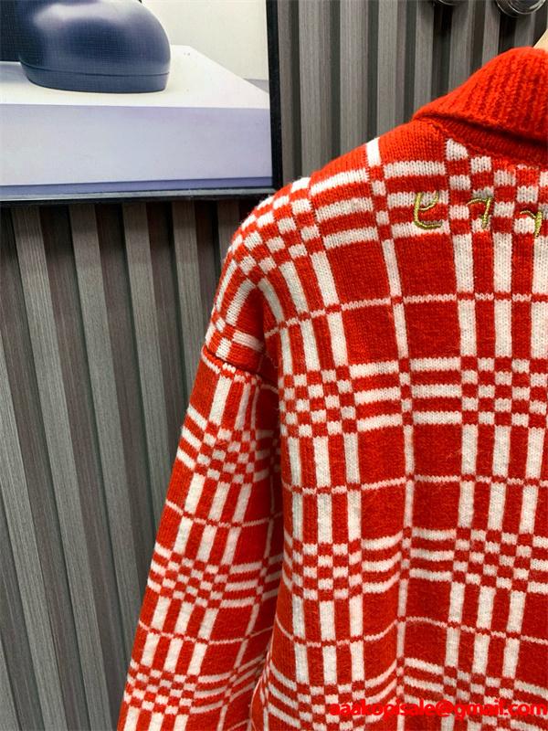 存在感抜群 秋冬華やか レッド チェック BURBERRY バーバリー コピー ニット カーディガン
