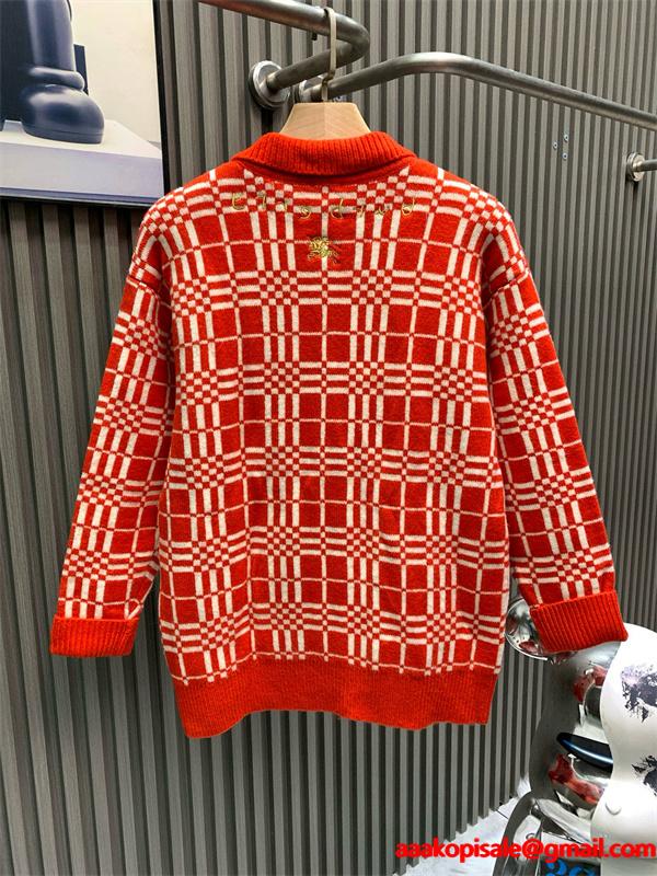 存在感抜群 秋冬華やか レッド チェック BURBERRY バーバリー コピー ニット カーディガン