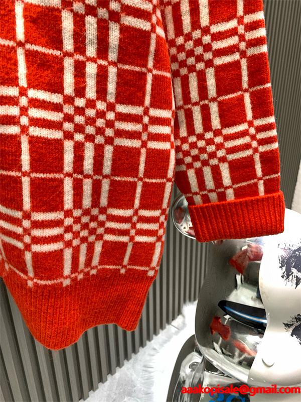 存在感抜群 秋冬華やか レッド チェック BURBERRY バーバリー コピー ニット カーディガン