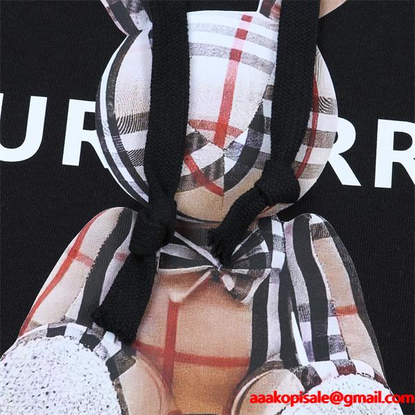 人気急上昇 秋冬ふんわり ホワイト BURBERRY バーバリー コピー パーカー キャラモチーフ