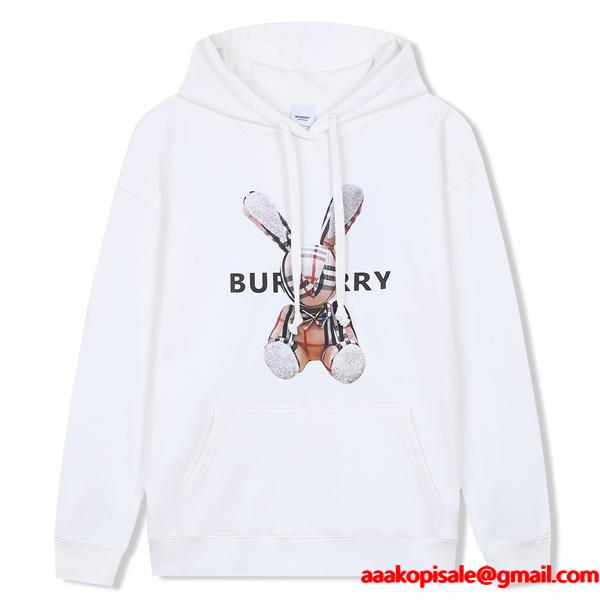 人気急上昇 秋冬ふんわり ホワイト BURBERRY バーバリー コピー パーカー キャラモチーフ