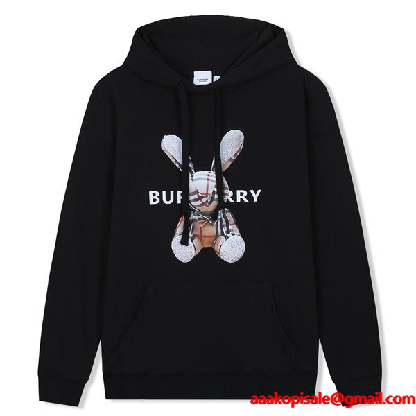 人気急上昇 秋冬ふんわり ホワイト BURBERRY バーバリー コピー パーカー キャラモチーフ