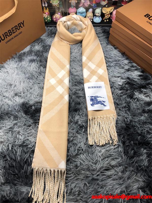 BURBERRY バーバリー コピー 上質 温か素材 ベージュ チェック ストール 冬コーデ向き