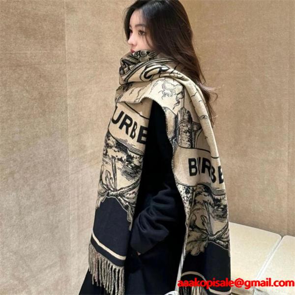 実用 防寒対策 グレー チェック マフラー 落ち着き配色 BURBERRY バーバリー コピー