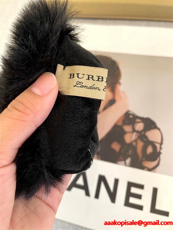 注目小物 防寒重視 グレー チェック グローブ ファートリム 上品 BURBERRY バーバリー コピー
