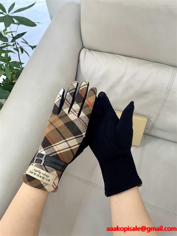 実用 温か素材 ネイビー チェック BURBERRY バーバリー コピー グローブ フィット 安定