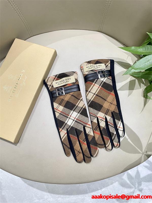 実用 温か素材 ネイビー チェック BURBERRY バーバリー コピー グローブ フィット 安定