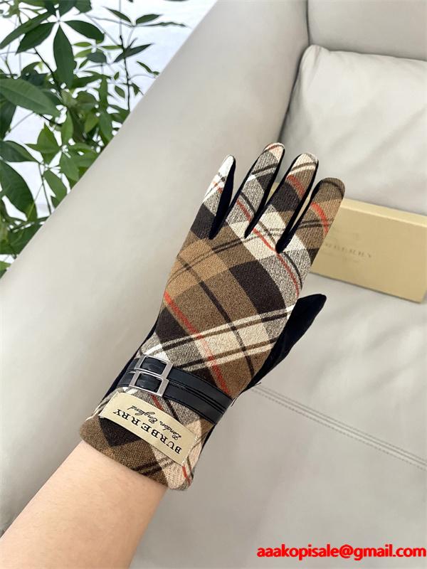 実用 温か素材 ネイビー チェック BURBERRY バーバリー コピー グローブ フィット 安定