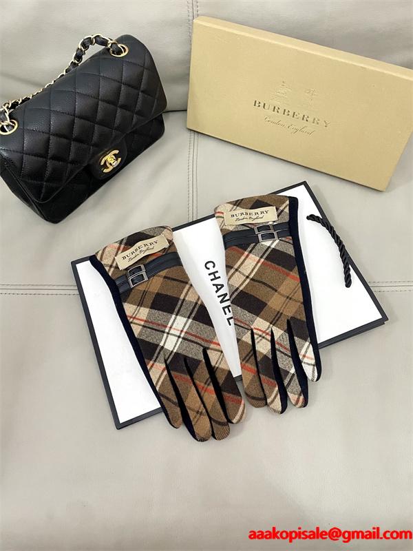 実用 温か素材 ネイビー チェック BURBERRY バーバリー コピー グローブ フィット 安定