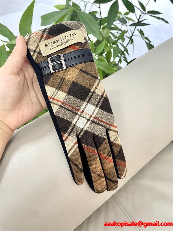実用 温か素材 ネイビー チェック BURBERRY バーバリー コピー グローブ フィット 安定