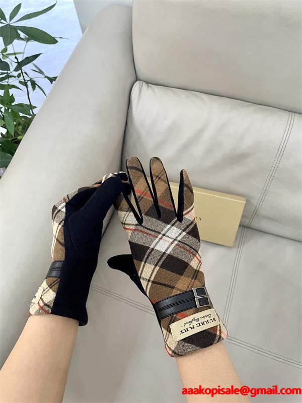 実用 温か素材 ネイビー チェック BURBERRY バーバリー コピー グローブ フィット 安定