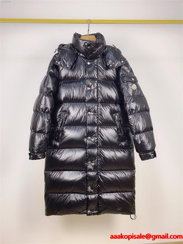 温か素材 ブラック ロング ダウンコート ボリューム MONCLER モンクレール コピー