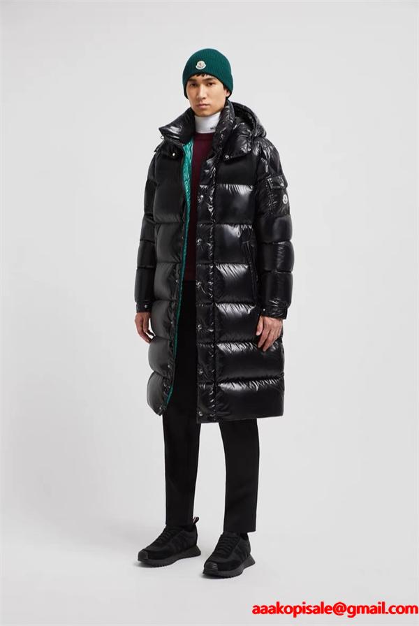 温か素材 ブラック ロング ダウンコート ボリューム MONCLER モンクレール コピー