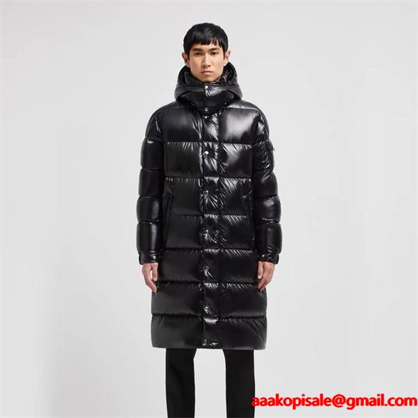温か素材 ブラック ロング ダウンコート ボリューム MONCLER モンクレール コピー