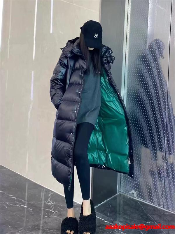 温か素材 ブラック ロング ダウンコート ボリューム MONCLER モンクレール コピー