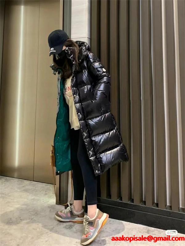 温か素材 ブラック ロング ダウンコート ボリューム MONCLER モンクレール コピー