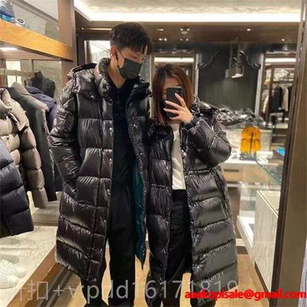 温か素材 ブラック ロング ダウンコート ボリューム MONCLER モンクレール コピー