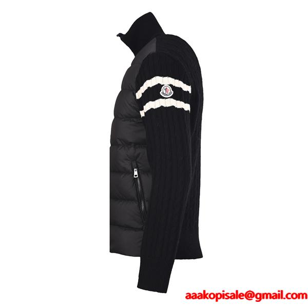 MONCLER モンクレール コピー 入手困難 ブラック ニット ダウンジャケット レイヤード