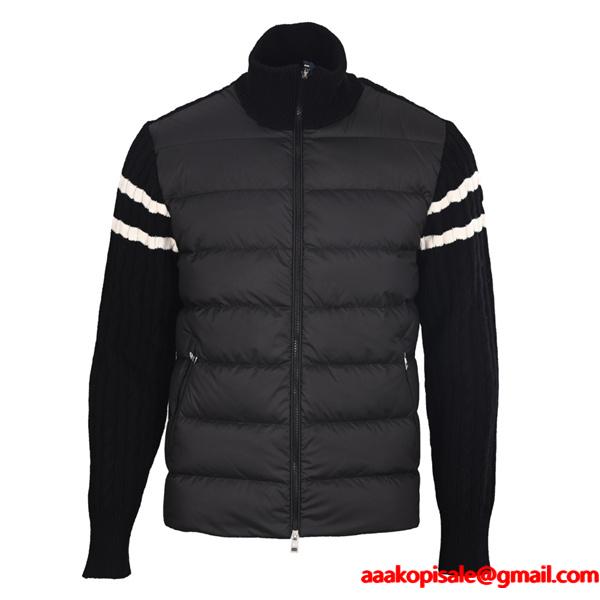 MONCLER モンクレール コピー 入手困難 ブラック ニット ダウンジャケット レイヤード