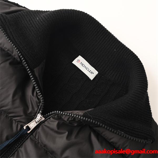 MONCLER モンクレール コピー 入手困難 ブラック ニット ダウンジャケット レイヤード