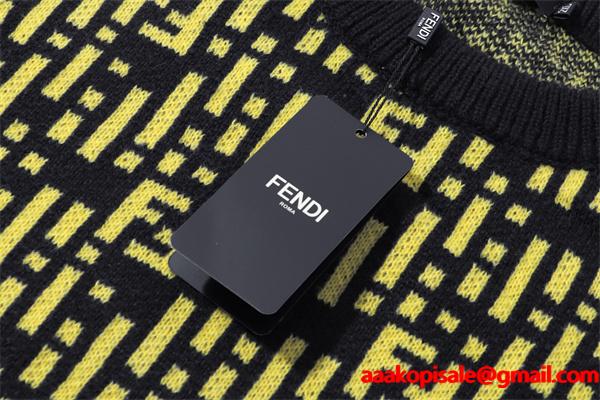 FENDI フェンディ コピー 人気定番 ニットセーター ブラック×イエロー 高級感