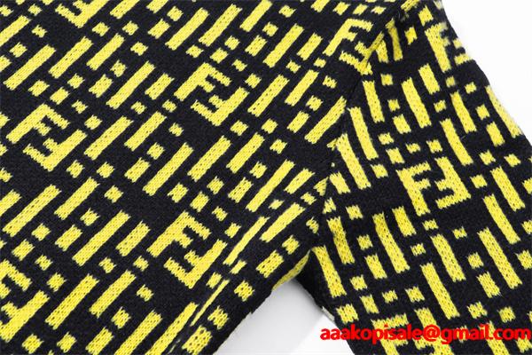 FENDI フェンディ コピー 人気定番 ニットセーター ブラック×イエロー 高級感