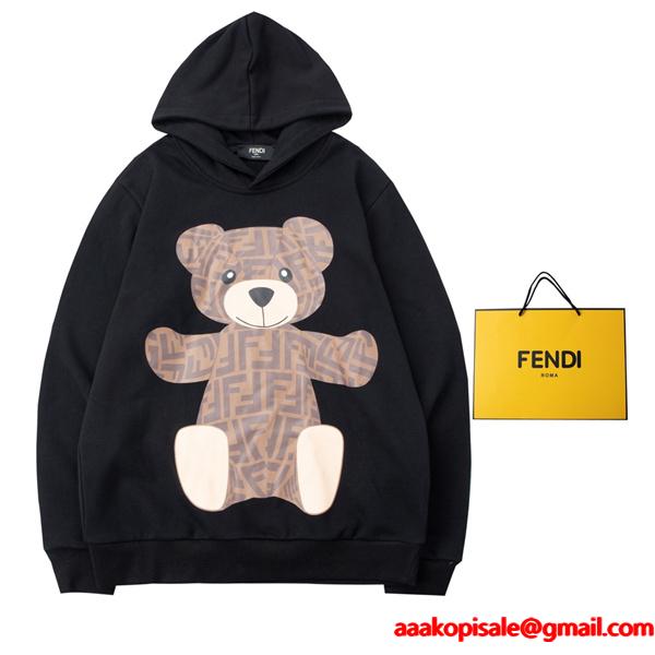  注目モデル プリント FENDI フェンディ コピー パーカー ブラック アイコニック