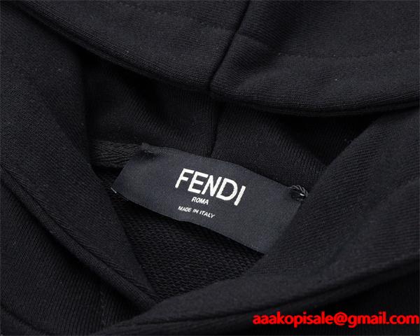  注目モデル プリント FENDI フェンディ コピー パーカー ブラック アイコニック