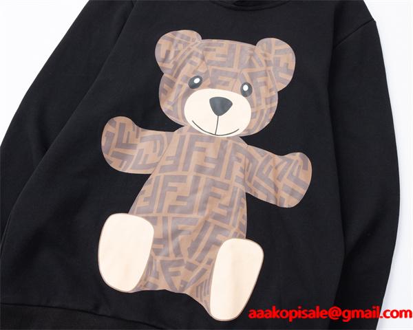  注目モデル プリント FENDI フェンディ コピー パーカー ブラック アイコニック