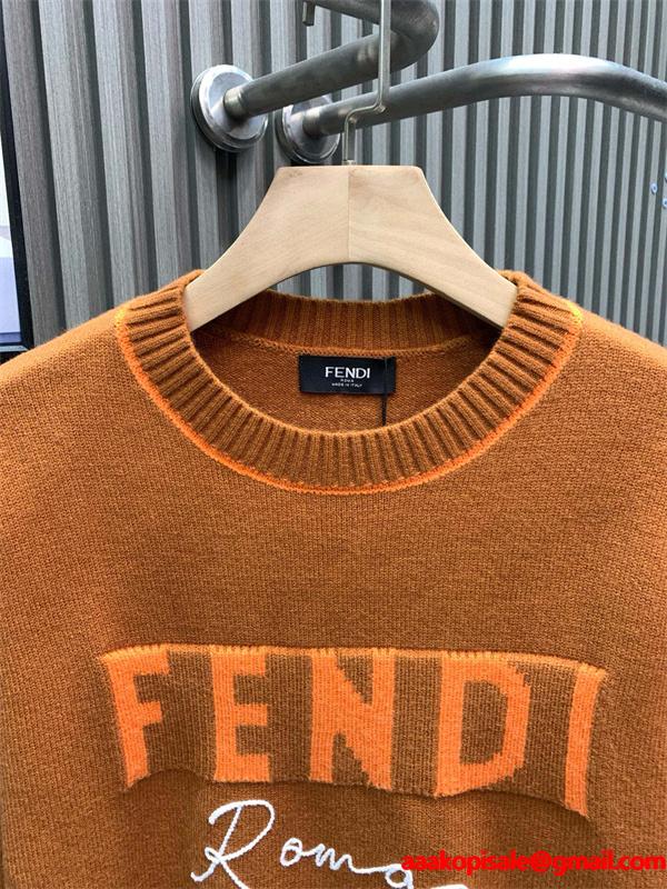 2026新作 ニットセーター ブラウン 刺繍 高評価モデル FENDI フェンディ コピー