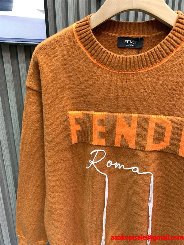 2026新作 ニットセーター ブラウン 刺繍 高評価モデル FENDI フェンディ コピー