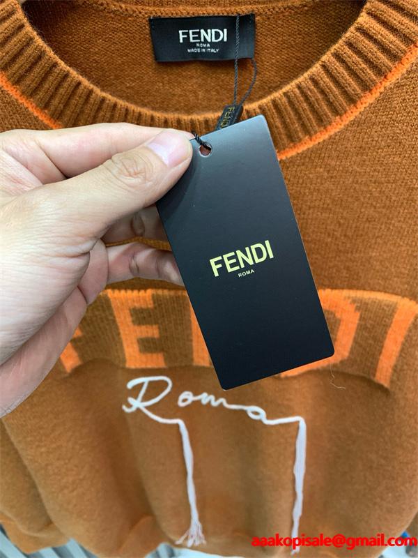 2026新作 ニットセーター ブラウン 刺繍 高評価モデル FENDI フェンディ コピー