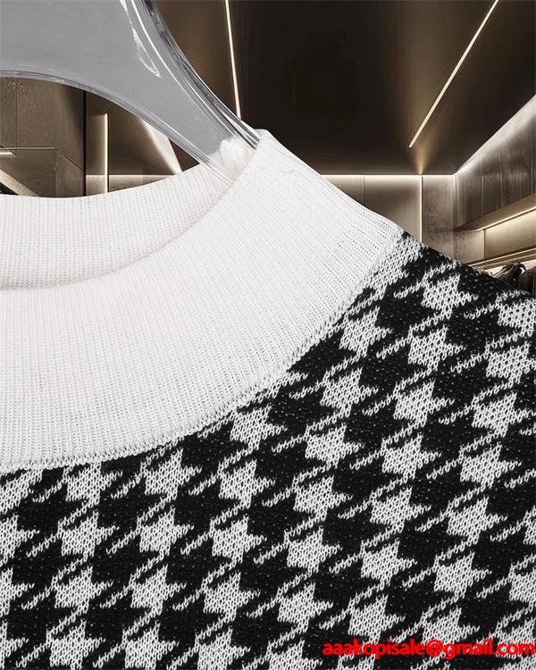  FENDI フェンディ コピー ニット メンズ チェック調 ブラック クラシック 長袖