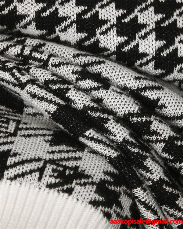  FENDI フェンディ コピー ニット メンズ チェック調 ブラック クラシック 長袖