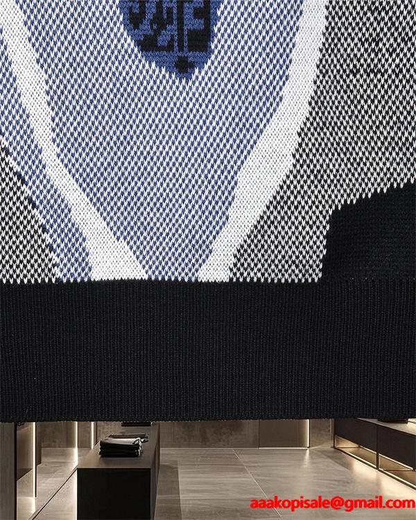 ニット セーター メンズ グラフィック柄 ブラック FENDI フェンディ コピー 長袖