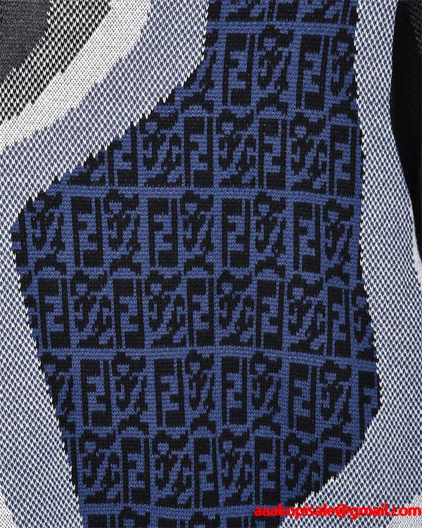 ニット セーター メンズ グラフィック柄 ブラック FENDI フェンディ コピー 長袖